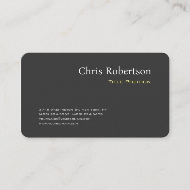 Attractive Grey Yellow Chic Sharp Modern Business Card (Front)