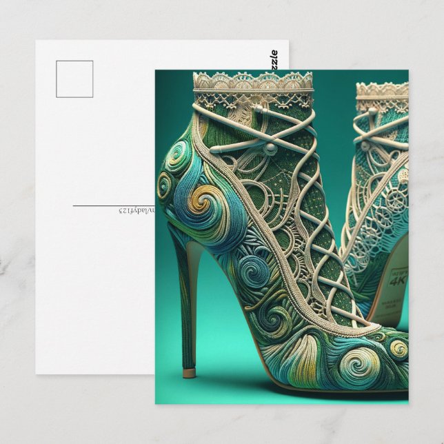 Attractive lace knitted heel, Postcrossing  Postcard (Front/Back)