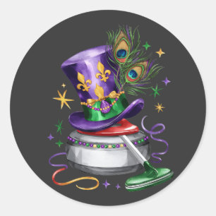 Attractive Mardi Gras Mix Curling Costume Festive Classic Round Sticker