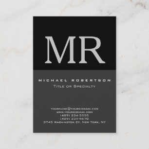 Attractive Monogram Black Grey Cool Business Card