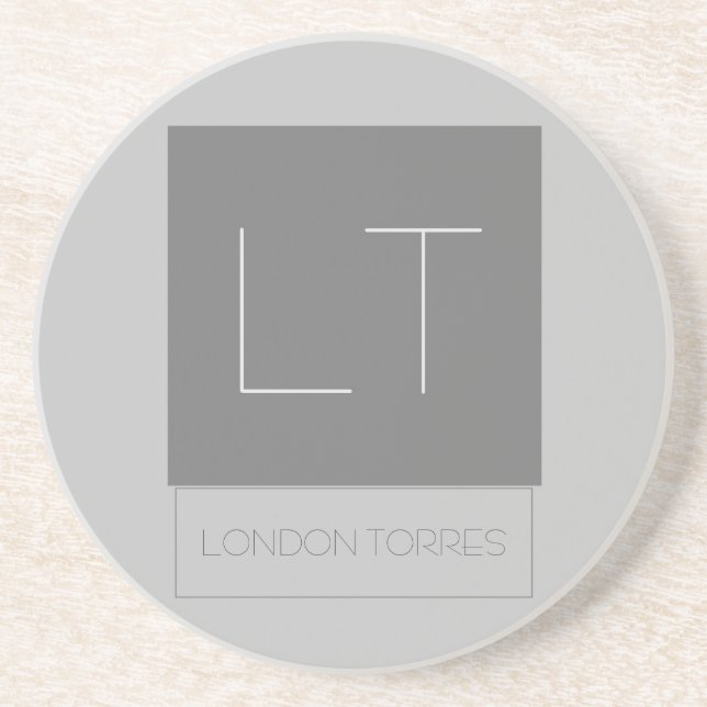 Attractive Monogram Gray Plain Coaster (Front)