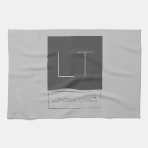 Attractive Monogram Grey Plain Name  Kitchen Towel