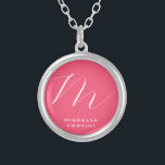 Attractive Monogram Pink White Modern Plain Silver Plated Necklace<br><div class="desc">Do you think it is difficult to choose a design according to your own personality and tastes? Maybe this design makes your job easier. Look again,  this is definitely what you're looking for.</div>