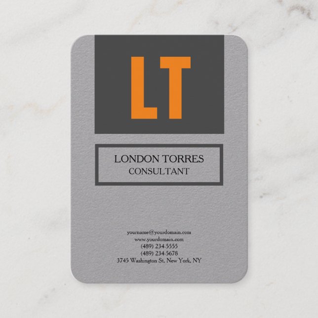 Attractive Monogram Premium Grey Plain Business Card (Front)
