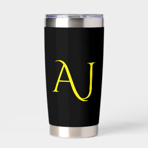 Attractive Monogram Yellow Black Modern Minimalist Insulated Tumbler