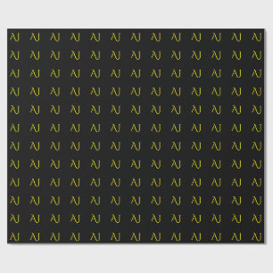Attractive Monogram Yellow Black Modern Minimalist Wrapping Paper