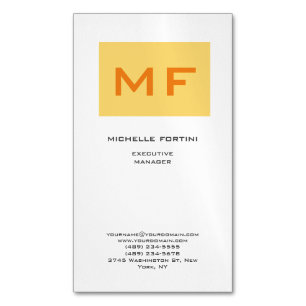 Attractive Monogram Yellow White Modern Minimalist Magnetic Business Card