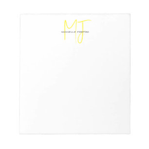 Attractive Monogram Yellow White Modern Minimalist Notepad