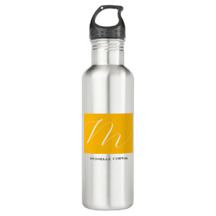 Attractive Monogram Yellow White Modern Plain 710 Ml Water Bottle