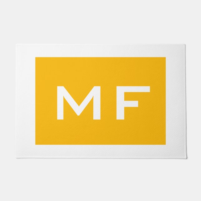 Attractive Monogram Yellow White Your Name Doormat (Front)