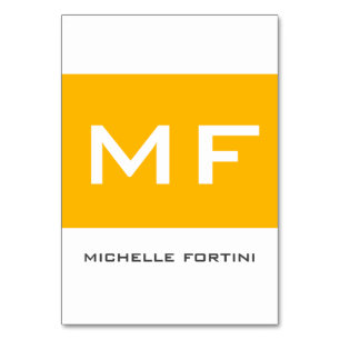 Attractive Monogram Yellow White Your Name Table Number