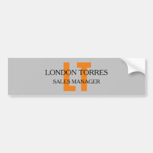 Attractive Monogrammed Grey Plain Bumper Sticker