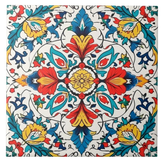 Attractive Portuguese Azulejo Ceramic Tile. Tile (Front)