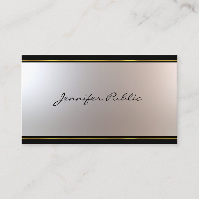 Attractive Script Modern Design Glamourous Plain Business Card (Front)