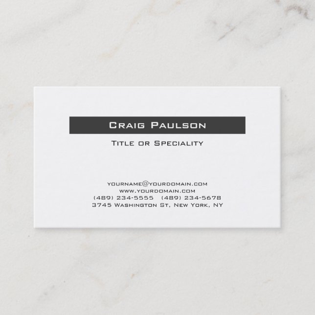 Attractive Simple Black White Business Card (Front)