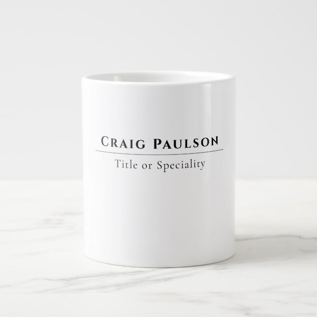 Attractive Simple Professional Plain Minimalist Large Coffee Mug (Front)