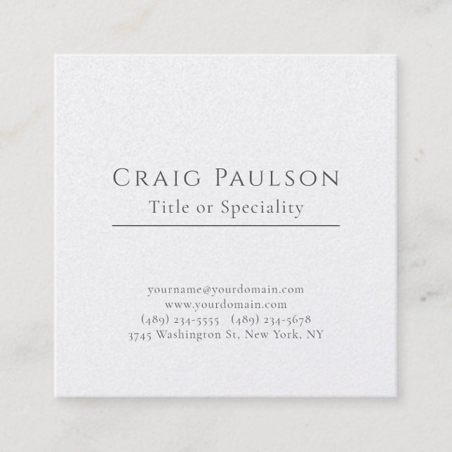 Attractive Simple Professional Plain Premium Pearl Square Business Card (Front)