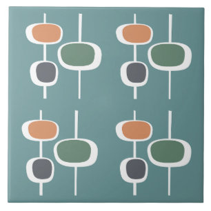 Attractive trendy retro 60s cute pattern blue tile