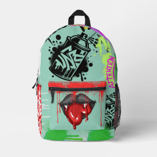 Attractive vampire streetart Vibrant Blue red Printed Backpack