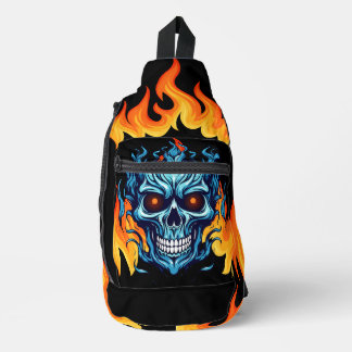 Attractive vibrant scary monster Blue red fire Sling Bag