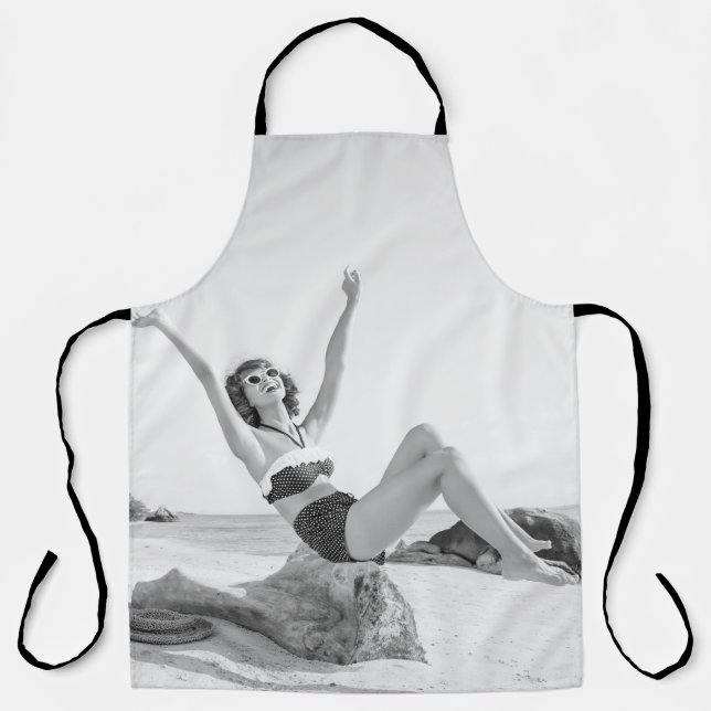 Attractive young woman in bikini on the beachvinta apron (Front)