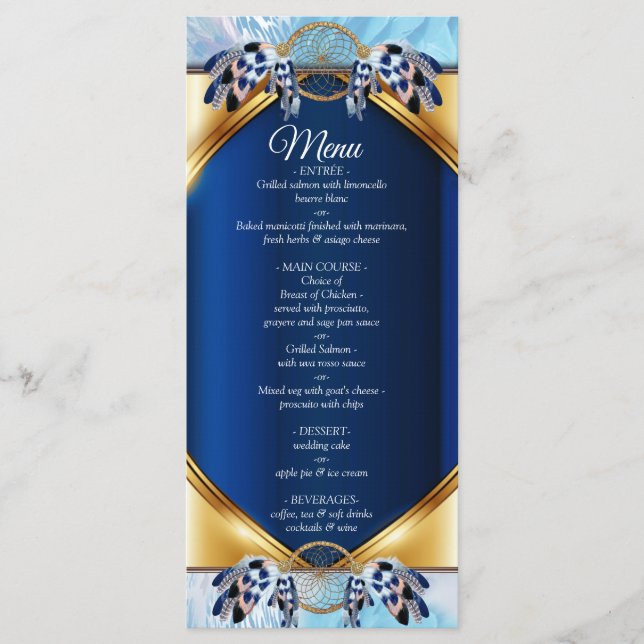 Attrape-rêve Bleu Exotique Menu de Mariage (Devant)