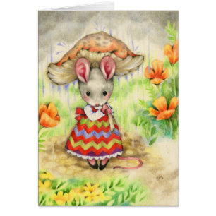 Attrapé sous la pluie - carte mignonne d'art de