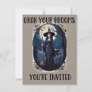 Attrapez vos balais Invitations de fête d'Hallowee