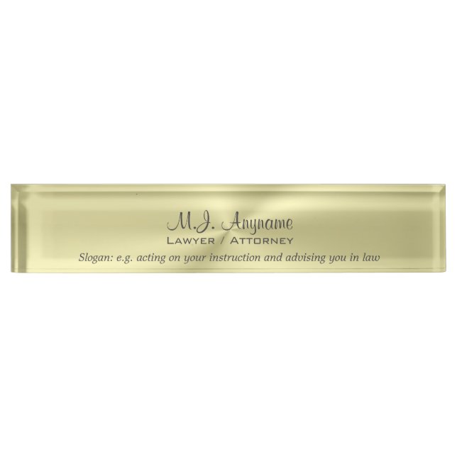 Attroney Luxury polished gold effect with slogan Nameplate (Front)