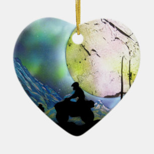 ATV Four Wheeler Space Landscape Spray Paint Art Ceramic Ornament