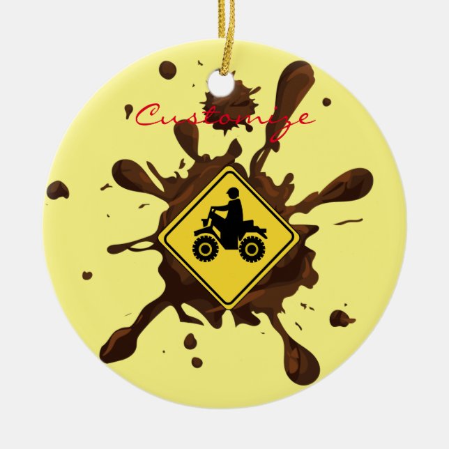 ATV Mudding Sign Thunder_Cove Ceramic Ornament (Front)