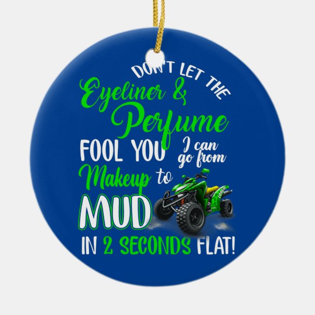 ATV Quad Bike Riding Girl For All Terrain Four Ceramic Ornament (Front)