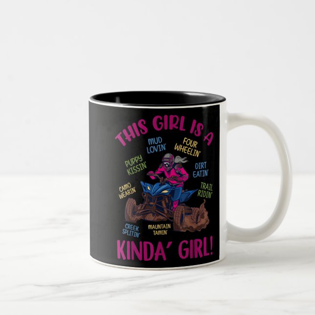ATV Quad Biking Saying Four Wheeler Girls Funny UT Two-Tone Coffee Mug (Right)