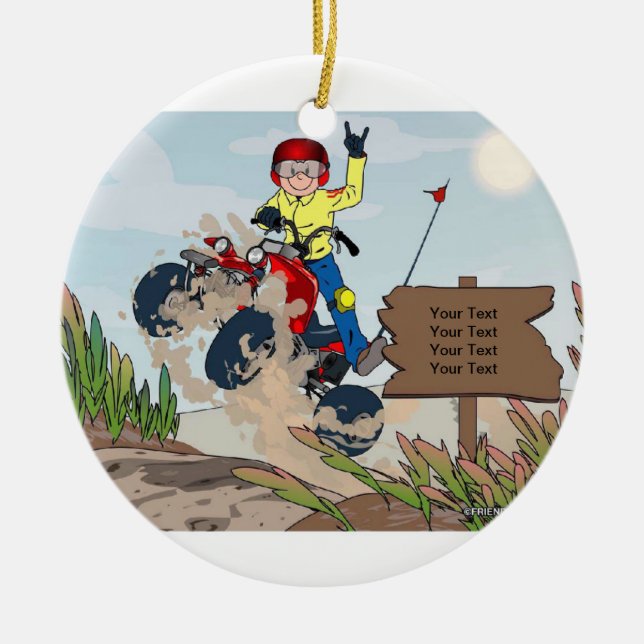 ATV Rider - Male Ceramic Ornament (Front)