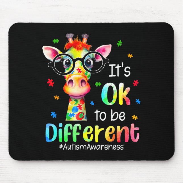 Au Awareness Cute Giraffe Animal Be Different Mouse Pad (Front)