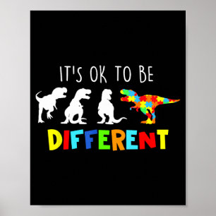 Au Awareness Dinosaur Kid Boys Be Different Poster