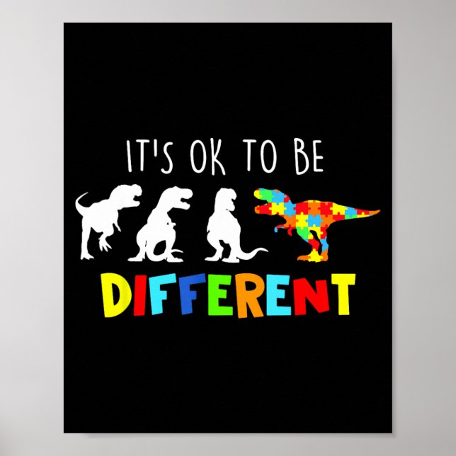Au Awareness Dinosaur Kid Boys Be Different Poster (Front)