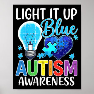 Au Awareness Light Bulb Shine Blue Poster