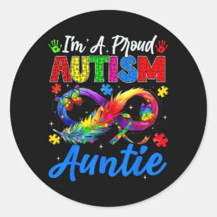 Au Awareness Proud Auntie Butterflies Family Classic Round Sticker