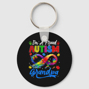 Au Awareness Proud Grandpa Butterflies Family Keychain