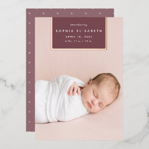 Au carré   Faire-part de naissance rose Gold Foil