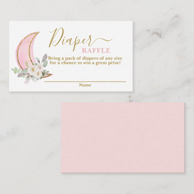 Au-dessus de la lune Carte de Raffle de couches (Devant / Derrière)