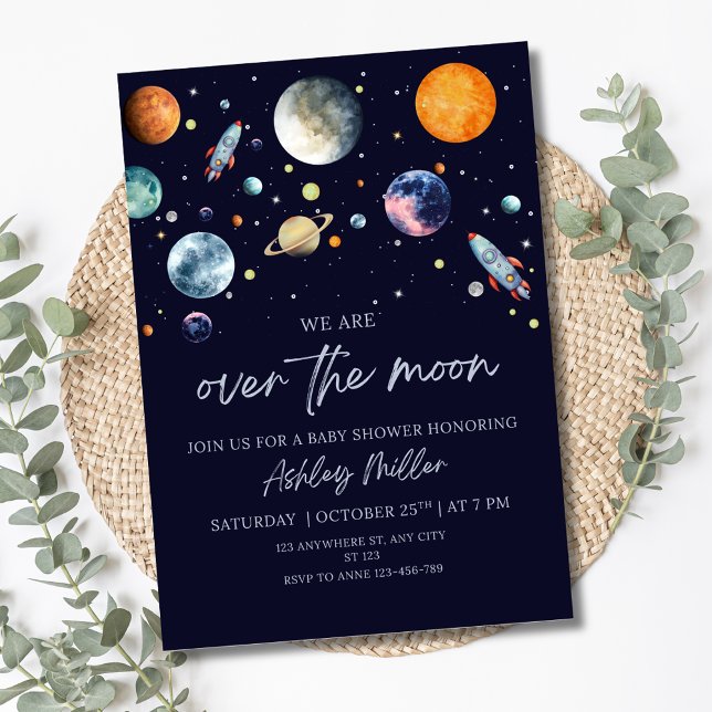 Au-Dessus De La Lune Garçon Invitation Baby shower (Créateur téléchargé)