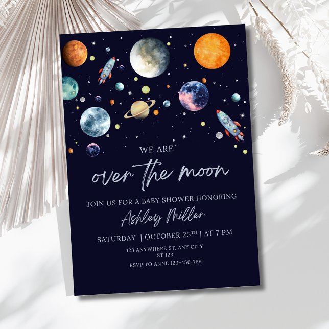 Au-Dessus De La Lune Garçon Invitation Baby shower (Créateur téléchargé)