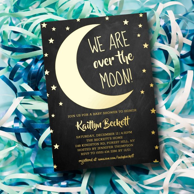 Au-Dessus De La Lune | Invitation de Baby shower r (Créateur téléchargé)