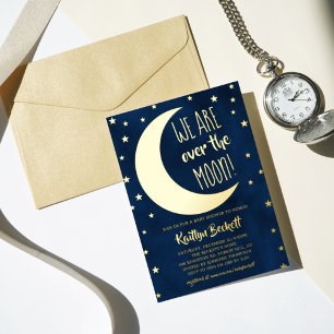 Au-dessus de la lune Véritable carte de baby sho