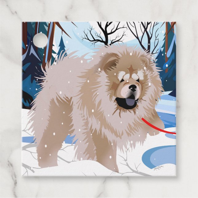 AU-DESSUS DE LA RIVIÈRE Fête Chow étiquettes cadea (Devant)