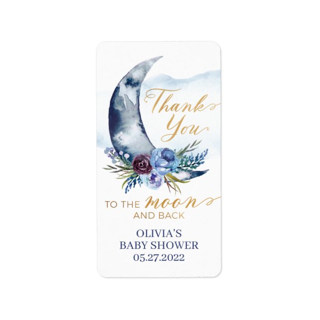 Au-dessus du Baby shower de la Lune Étiquettes San (Devant)