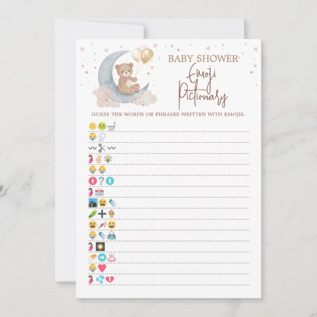Au-dessus du Baby shower Lune Carte de Pictionnair (Devant)