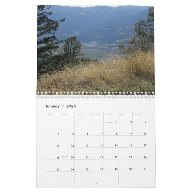 Au-dessus du calendrier de Napa Valley (Jan 2026)